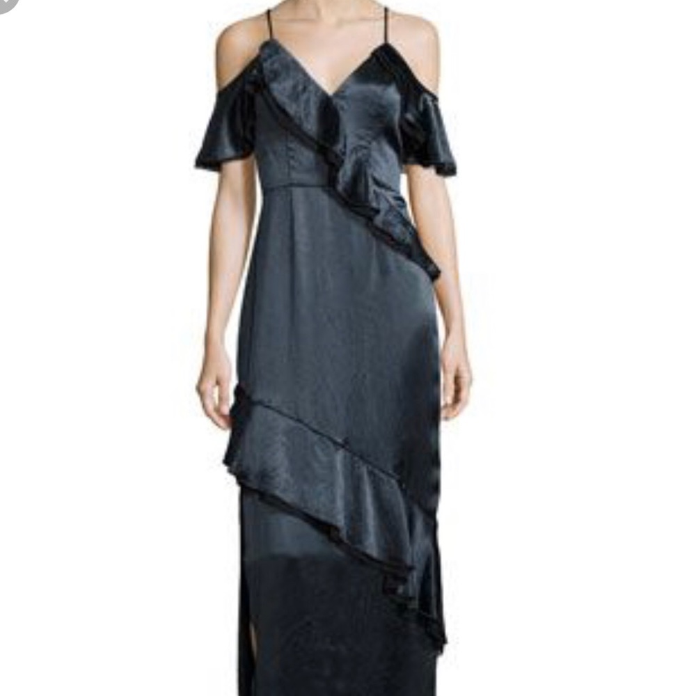 Ruffled - Crinkled Sayin Teal Gown